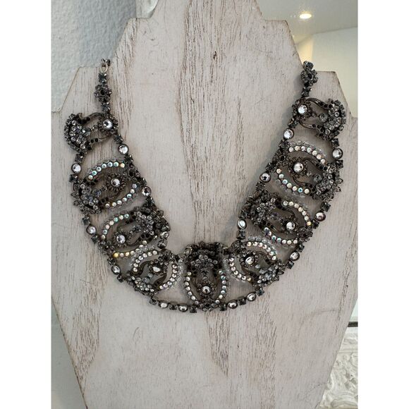 Sorrelli Necklace Rhinestone Crystal Clear Black AB Statement Signed - Picture 1 of 8
